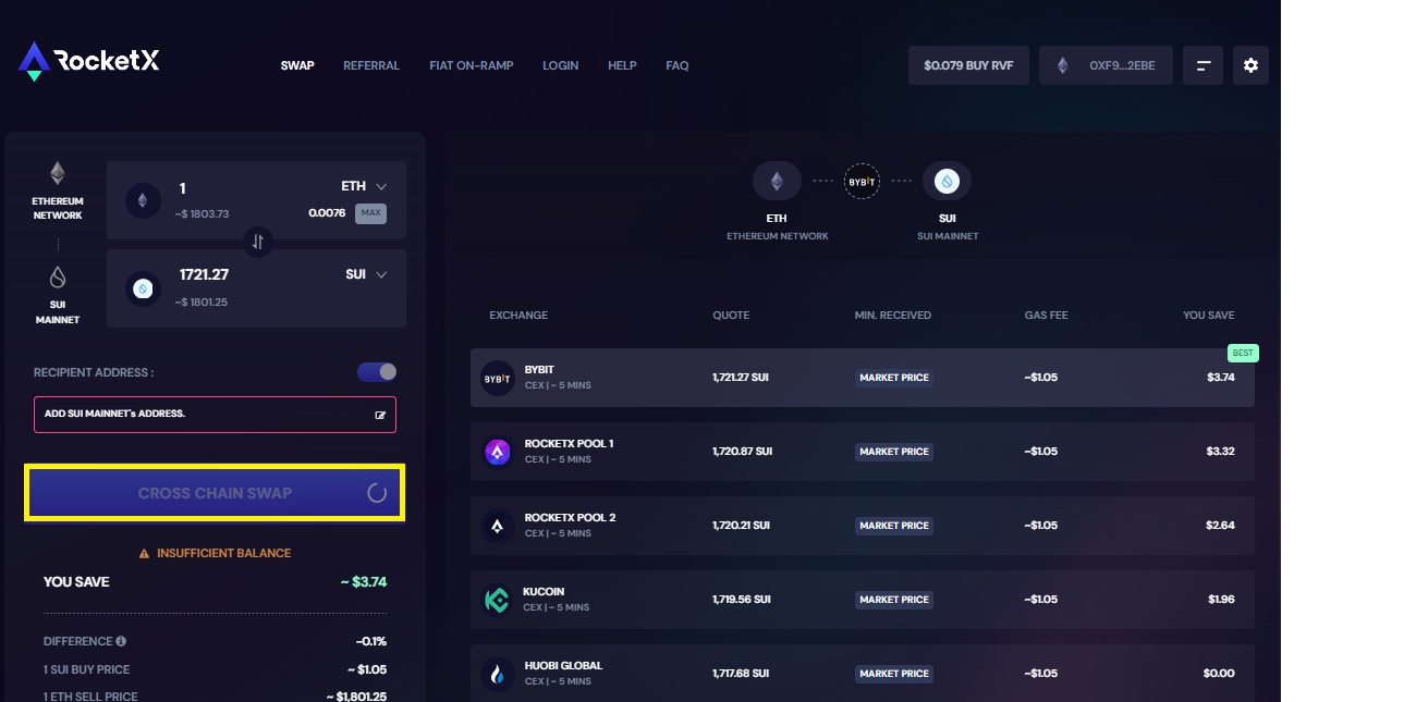 Click on Cross Chain Swap Click on Cross Chain Swap