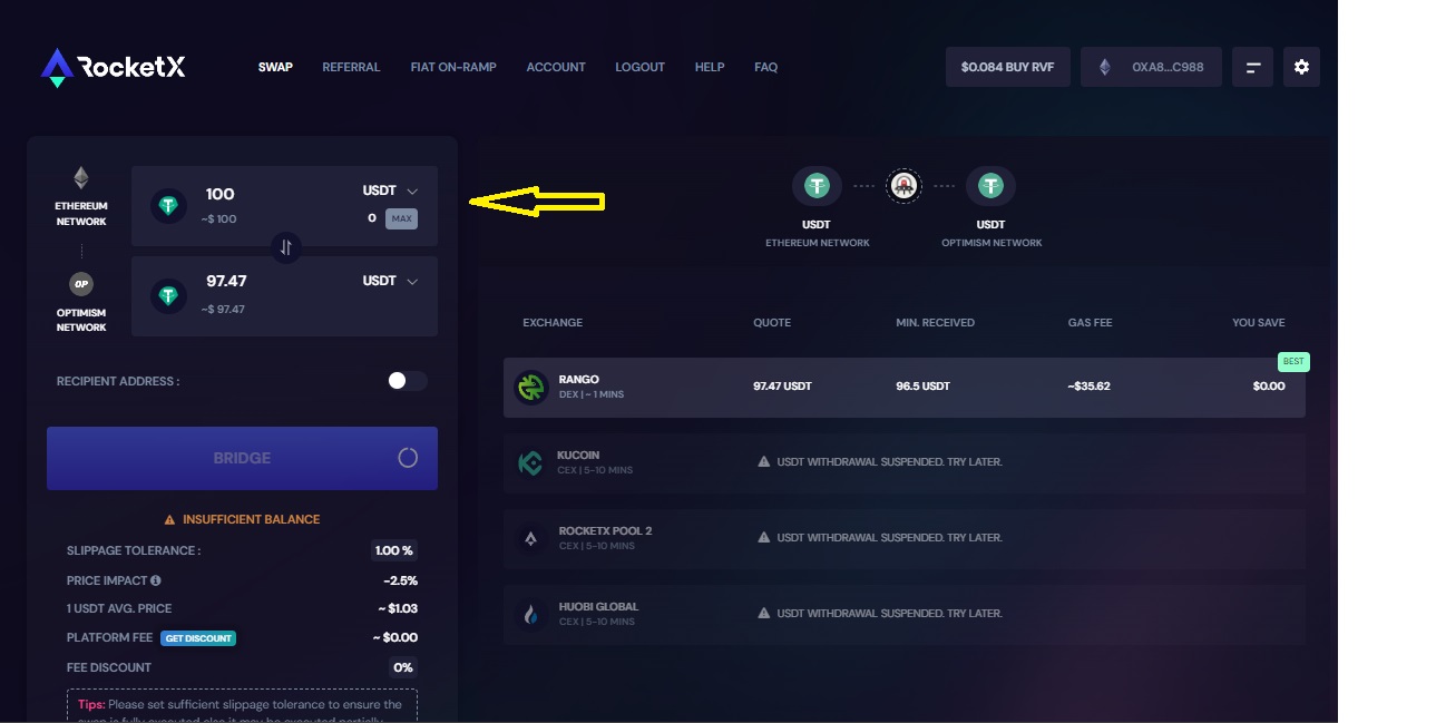select ethereum network Select Ethereum Network and USDT Token